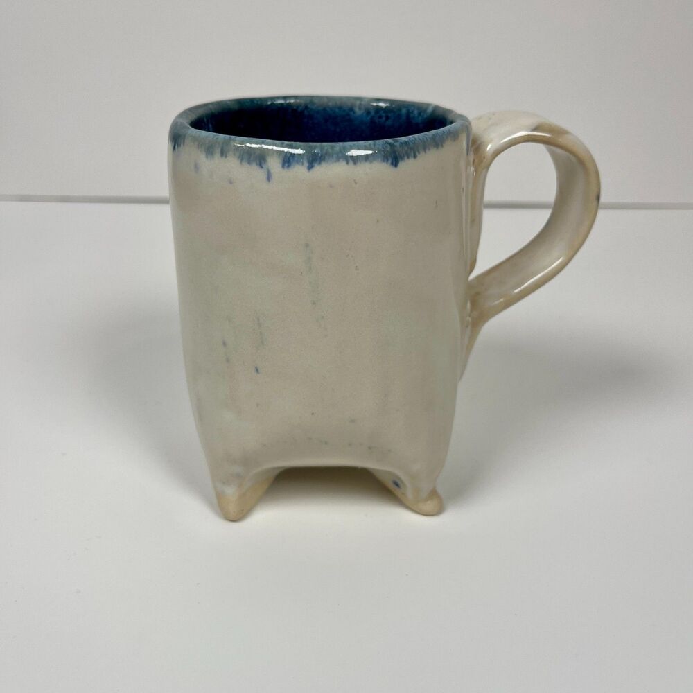 Handmade Pottery Mug with Blue interior